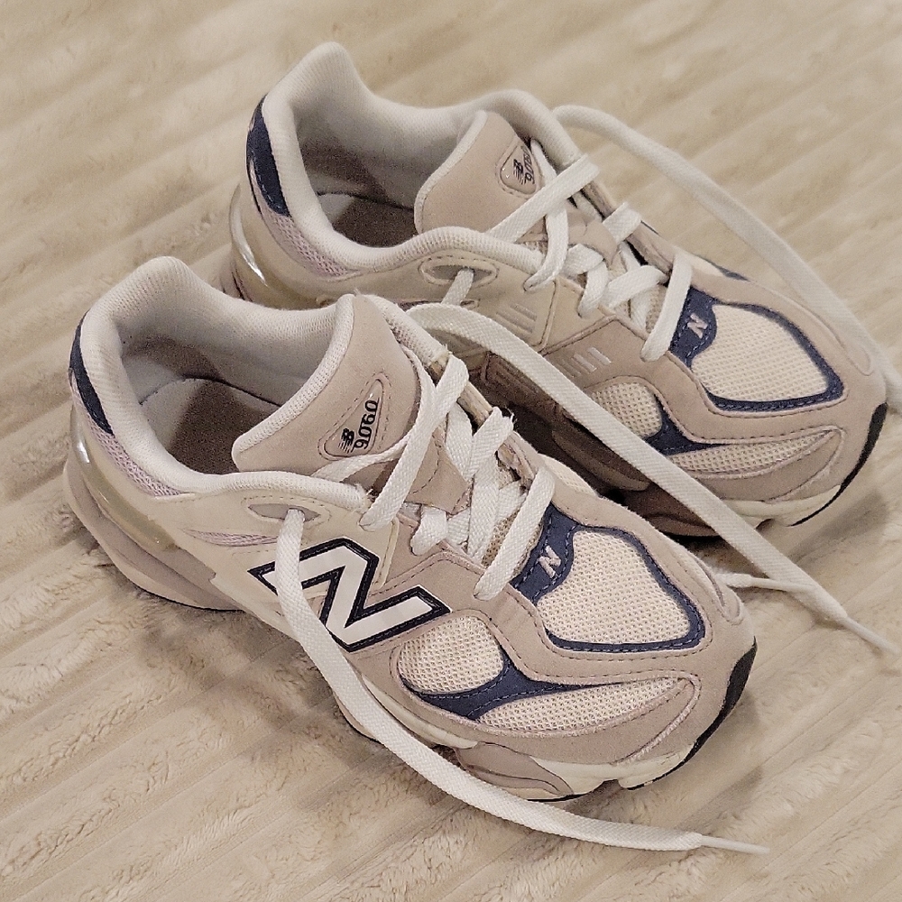 New Balance Kids' Beige & Navy Athletic Sneakers